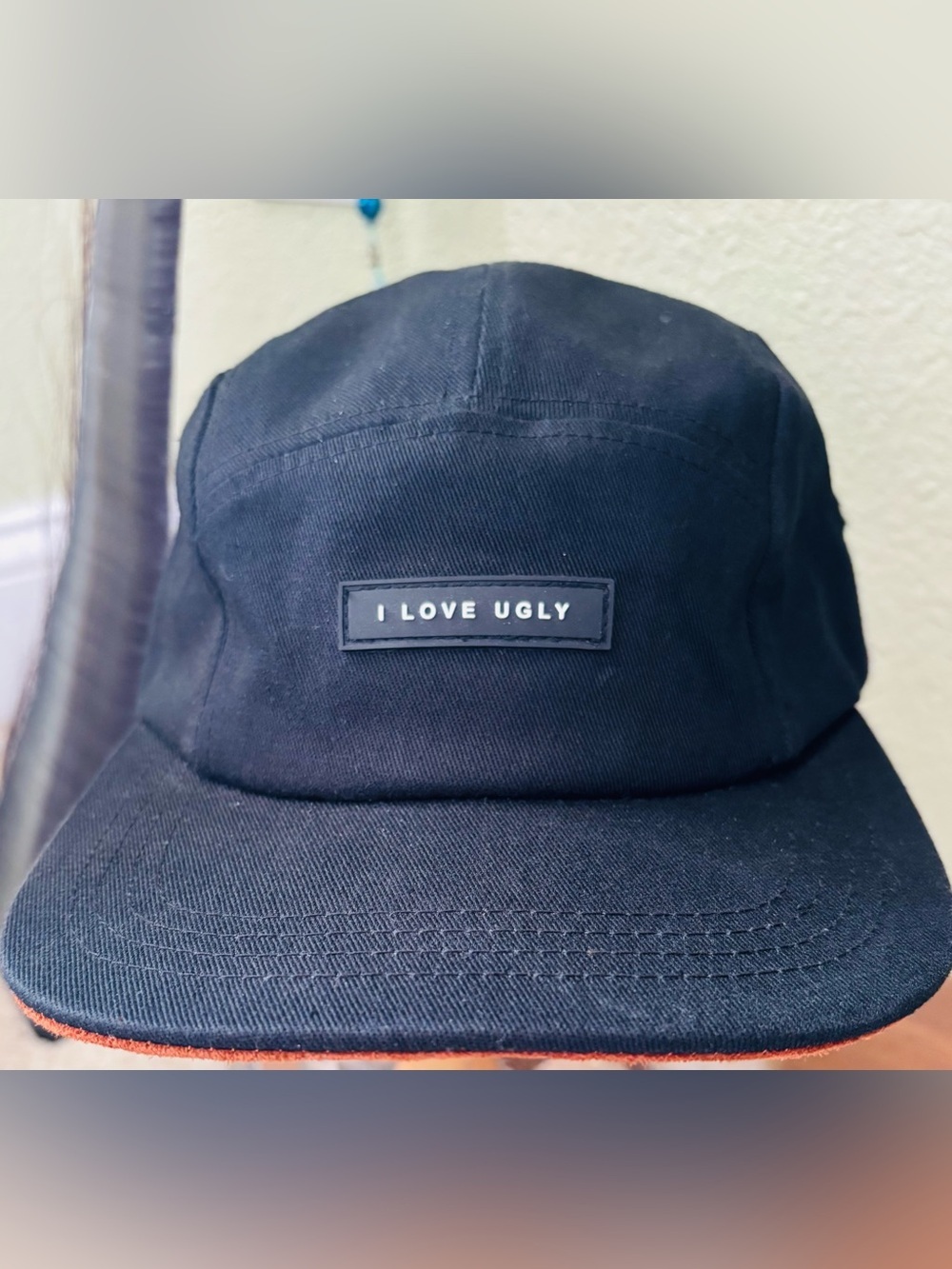 I Love Ugly Strapback Hat Clothing Brand Company Logo Black Cap
